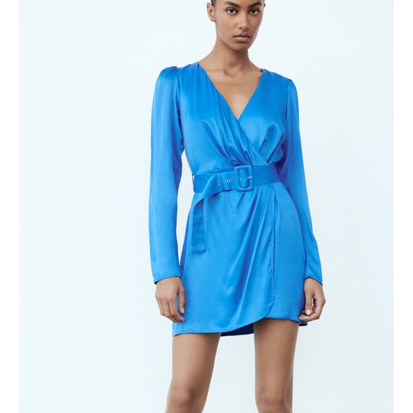 Zara Belted Satin Effec Dress - Picture 10 of 12